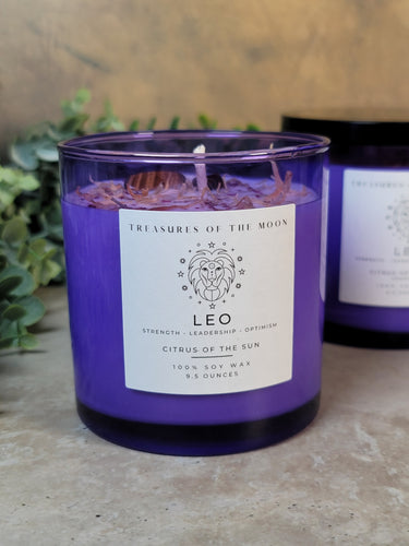 Leo Zodiac Candle 9.5oz - Treasures of The Moon