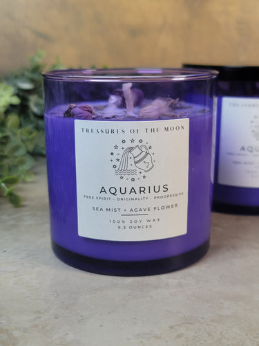 Aquarius Zodiac Candle 9.5oz - Treasures of The Moon