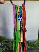 Load image into Gallery viewer, Witch&#39;s Bells Made with Sari Silk Scraps and Indian Brass Bells
