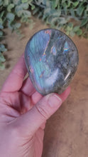 Load and play video in Gallery viewer, Labradorite Palm Flashes blue, purple
