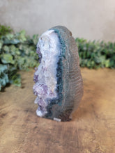 Load image into Gallery viewer, Glittering Amethyst with Calcite Cluster Cut Base Specimen - Treasures of The Moon
