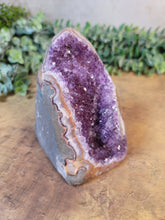 Load image into Gallery viewer, Amethyst with Orange Agate Banding Cluster Cut Base Specimen - Treasures of The Moon
