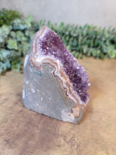 Load image into Gallery viewer, Amethyst with Orange Agate Banding Cluster Cut Base Specimen - Treasures of The Moon
